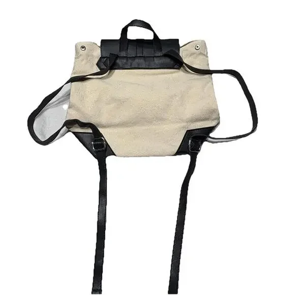 Deux Lux Anthropologie Canvas Vegan Leather Trim Backpack Strap Bag Lightweight - Picture 3 of 12